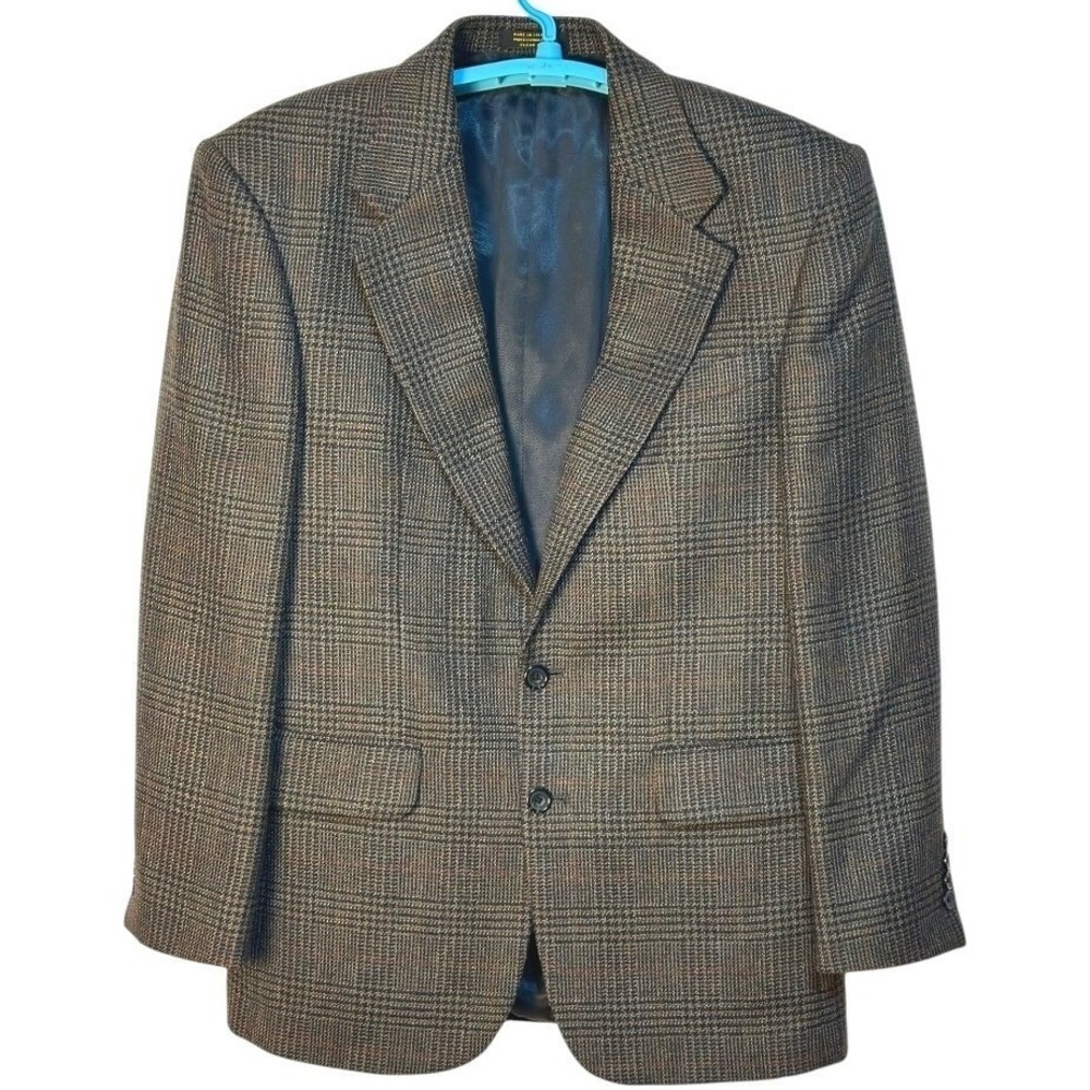 Oscar de la Renta Blazer Men Brown Grey Glen Plaid 100% Fall Heritage Y2K 39R